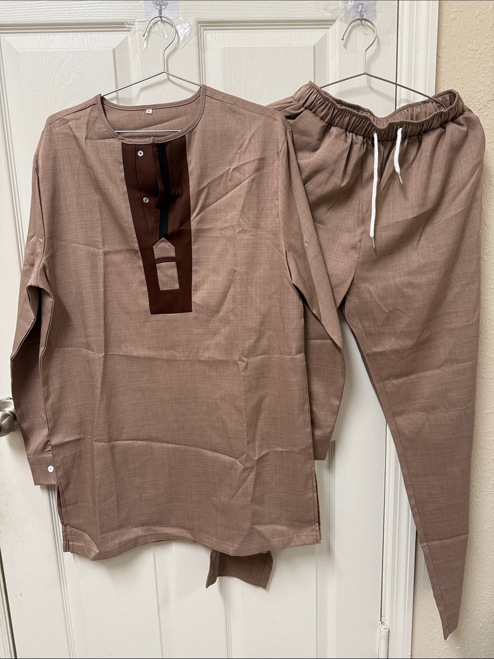 New ethics Indian Pakistani Men's Casual Two-Piece Pant Set in Brown